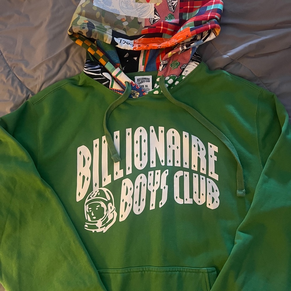 Billionaire Boys Club Green Hoodie with Pattern Hood - Worn Once